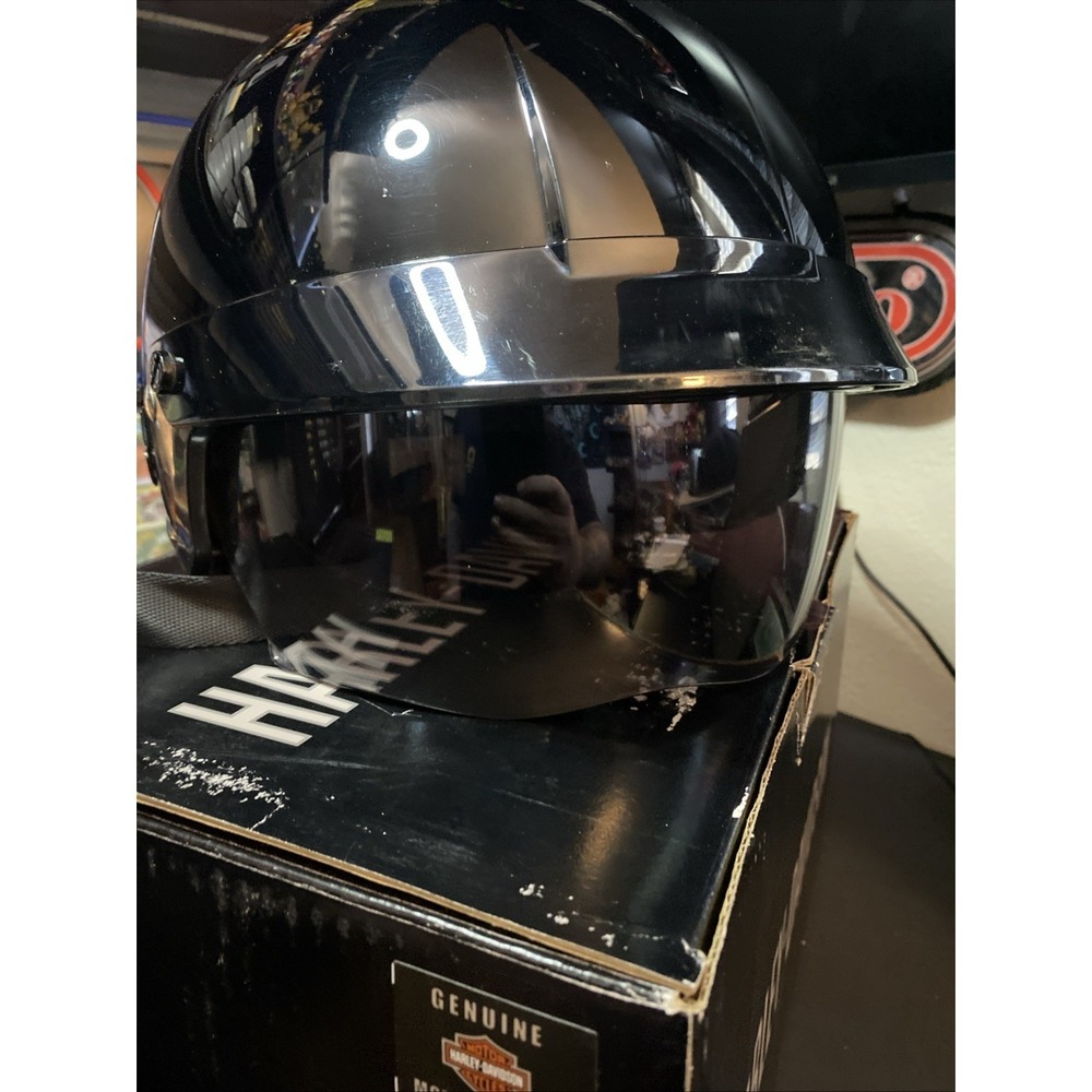 Harley-Davidson Lucid Ultra Light Sunshield Half Helmet Gloss Black 98390 XXL - Picture 2 of 13